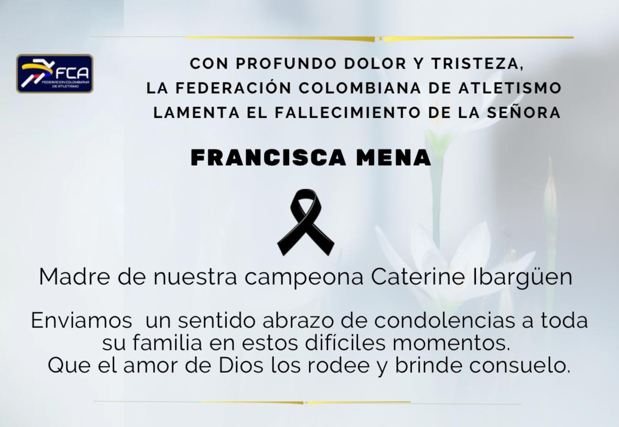 Condolencias Caterine Ibarguen